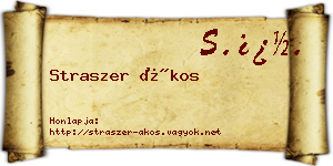 Straszer Ákos névjegykártya